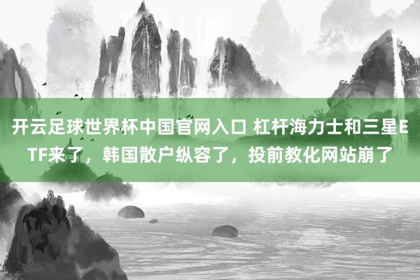 開云足球世界杯中國官網入口 杠桿海力士和三星ETF來了，韓國散戶縱容了，投前教化網站崩了