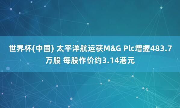 世界杯(中國) 太平洋航運獲M&G Plc增握483.7萬股 每股作價約3.14港元